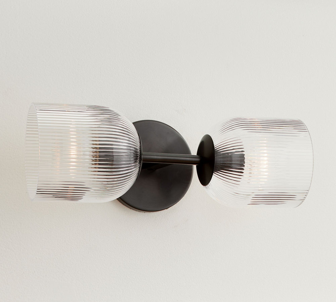 Bravira Ribbed Glass Sconce - Metal Wall Light with Clear Glass Shade