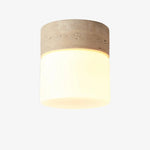 Charger l'image dans la visionneuse de la galerie, Ivory travertine flush mount ceiling light with warm glass shade