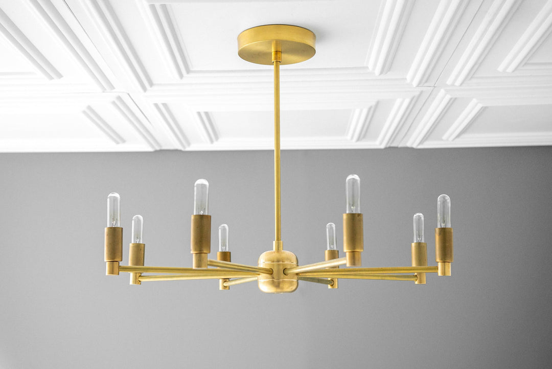 Mobilux Line Modern Chandelier - 8 Arm Mid Century Hanging Light