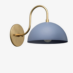Load image into Gallery viewer, Curva Metal  Industrial Wall Sconce - Curved Brass Arm - Hammered Dome Light Fixture
