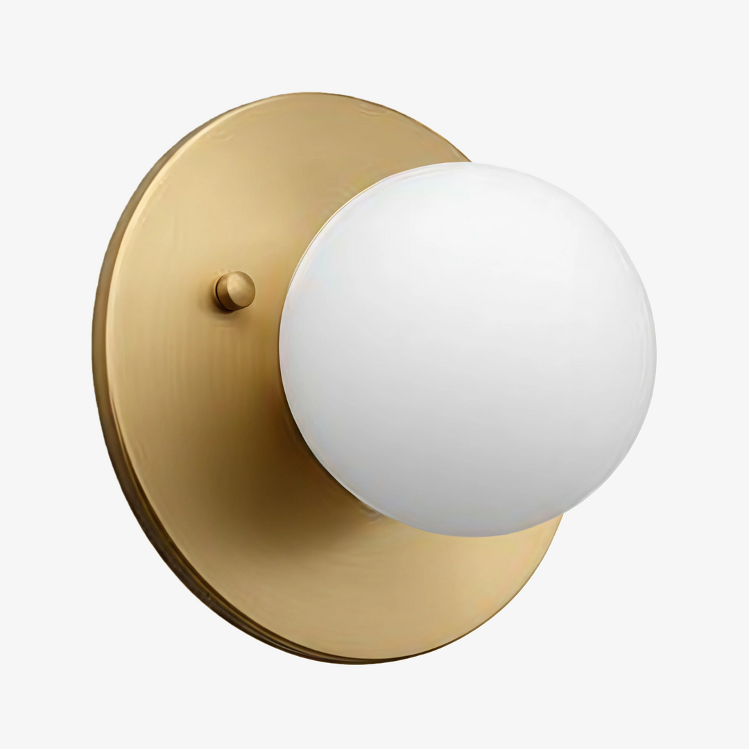 Glorica Glass Brass Wall Sconce - Frosted Globe Classic Light For Warm Ambiance