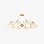 Load image into Gallery viewer, Gold milk glass chandelier with 10 lights