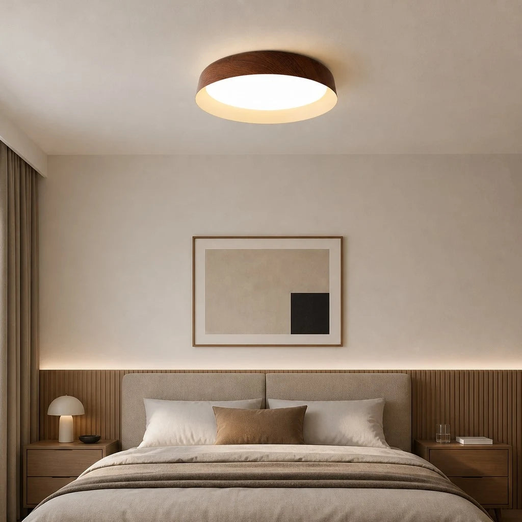 Wabi-Sabi Wood Color LED Flush Mount Ceiling Light