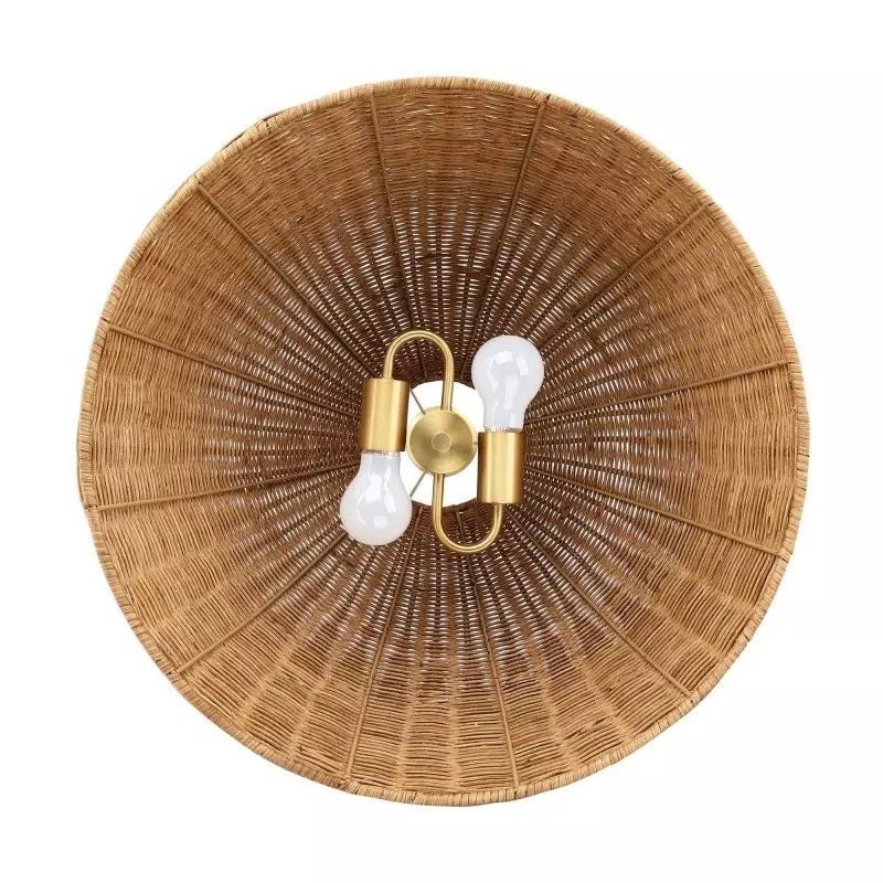Welanery Suspension Dôme - Lampe Abat-jour en Rotin Moderne pour Salle à Manger