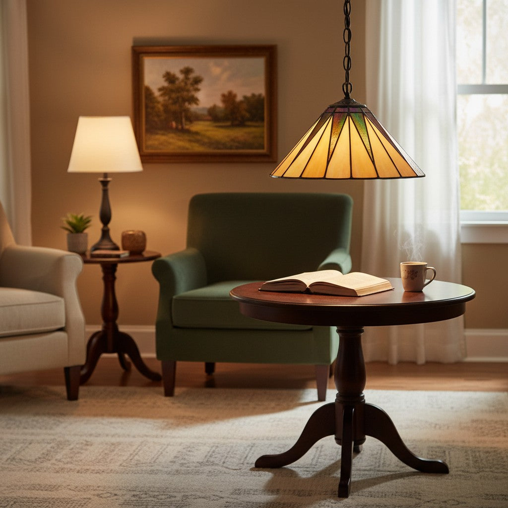 TF Dark Star Tiffany-hanger – glas-in-lood geometrisch ontwerp plafondlamp voor woonkamers