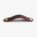 Afbeelding laden in galerijweergave, Cowhide leather and brass cabinet pull handle color and size option