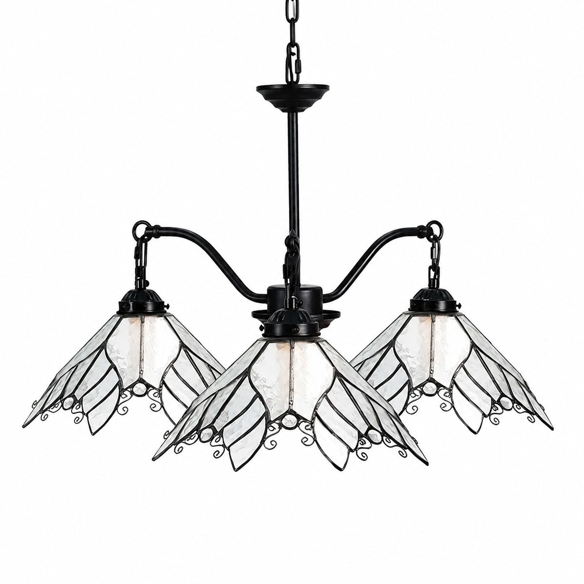 Four-Light Stained Glass Chandelier