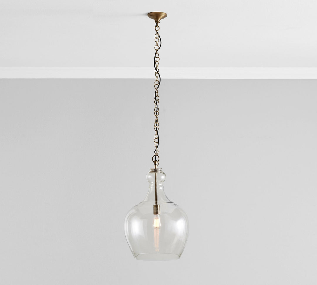 Lawson Glass Pendant Light - Recycled & Milk Glass with Bronze Accent
