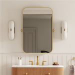 Load image into Gallery viewer, Ferosa Elegant Boat-Shaped Wall Lamp – Brass Finish with Milk Glass Linear Design
