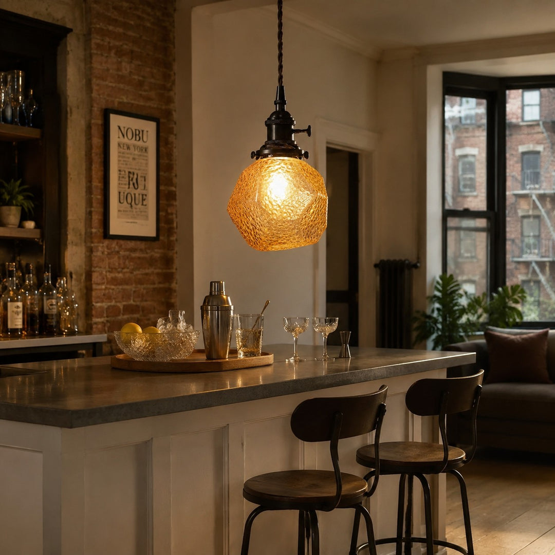 Vintage hanglamp van geslepen glas