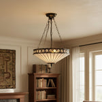 Charger l’image dans la visionneuse de la galerie, Suspension réglable TF Fargo avec abat-jour inversé inspiré du vitrail pour îlot et salle à manger