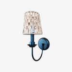 Carica l'immagine nella visualizzazione Galleria, Matte black wall sconce with B woven shade