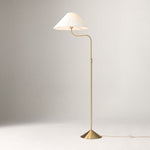 Load image into Gallery viewer, Fibura Elegant Floor Lamp Linen Shade Champagne Bronze – Add Warmth
