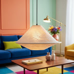 Cargar imagen en el visor de la galería, Sombra de tela plegable Zalen - Lámpara colgante tejida artesanal para ambiente de comedor y entrada