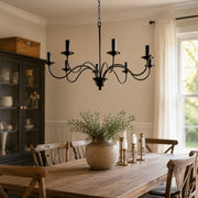 Vintage Black Iron Candle-Style Chandelier