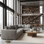 Afbeelding laden in galerijweergave, Clarione Art Deco vloerlamp met heldere glazen kap en metalen voet