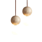 Carica l'immagine nella visualizzazione Galleria, Lampada a Sospensione LED Retro Minimalista in Pietra di Travertino Crema