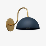 Load image into Gallery viewer, Curva Metal  Industrial Wall Sconce - Curved Brass Arm - Hammered Dome Light Fixture
