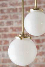 Load image into Gallery viewer, Glorica Glass 5 Globe Chandelier - Brass and Opal Glass Vintage Pendant Light
