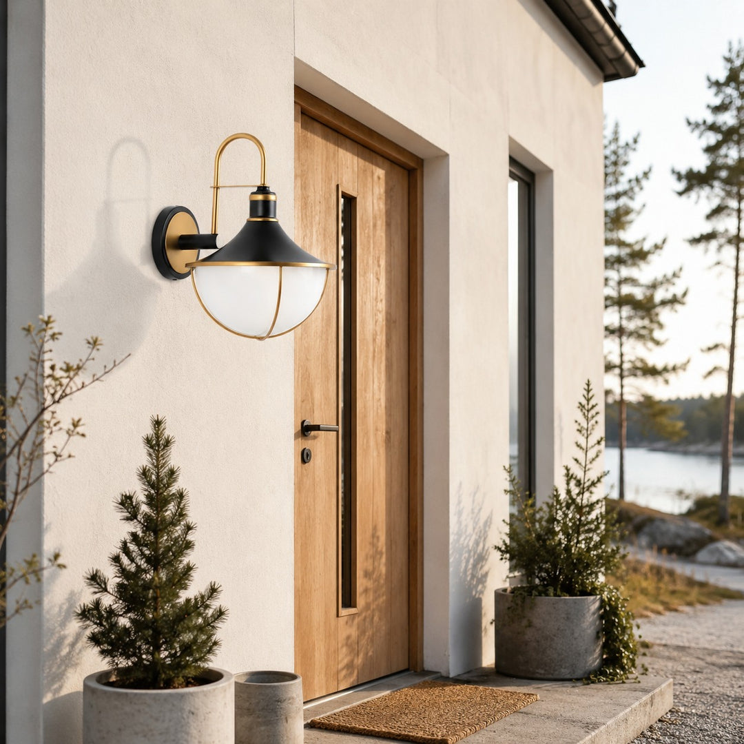 Black and Gold Outdoor Wall Lantern