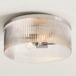 Load image into Gallery viewer, Bravira Flush Mount Ceiling Light - Ribbed &amp; Bubbled Glass Metal Light
