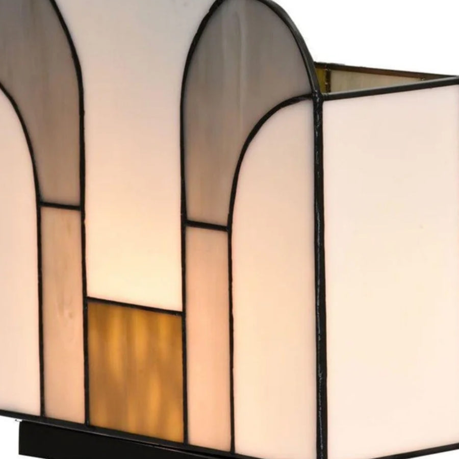 Lámpara de Mesa Art Deco de Vidrio Teñido Kelsar – Elegante Luz de Acento Interior para Sala de Estar o Entrada
