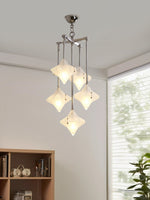 Load image into Gallery viewer, Art Deco Astris Star Chandelier – Frosted Glass Deco Fixture for Dining Room
