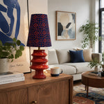 Afbeelding laden in galerijweergave, Embroidered Fabric and Sculptural Ceramic Table Lamp