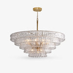 Afbeelding laden in galerijweergave, French vintage ripple glass chandelier with smoked glass