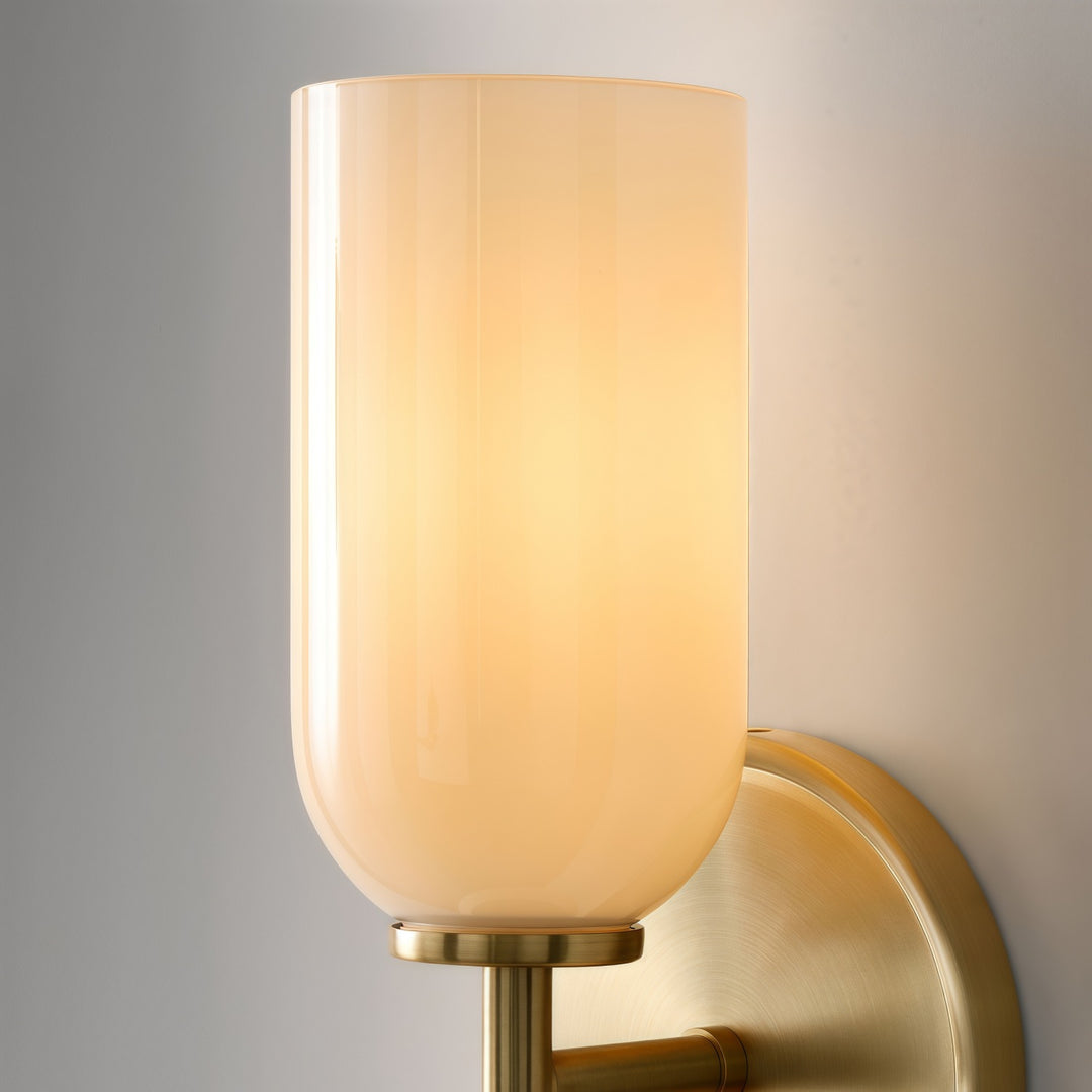 Vega Glas 2-Licht-Wandleuchte mit Champagner-Glasschirmen - Moderne Metallrahmen-Wandlampe für Badezimmer & Flur