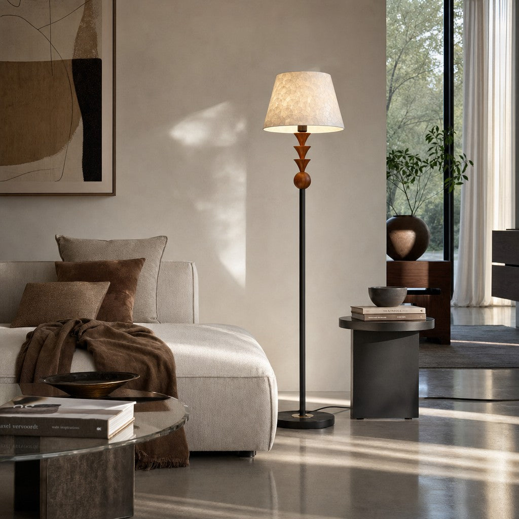 Micahell Modern Floor Lamp – Cascading Shell Shade Standing Lamp for Bedroom