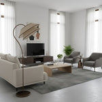 Load image into Gallery viewer, Tarivon Stacked Floor Lamp – Modern Antique Linen Shade for Bedroom &amp; Living Room