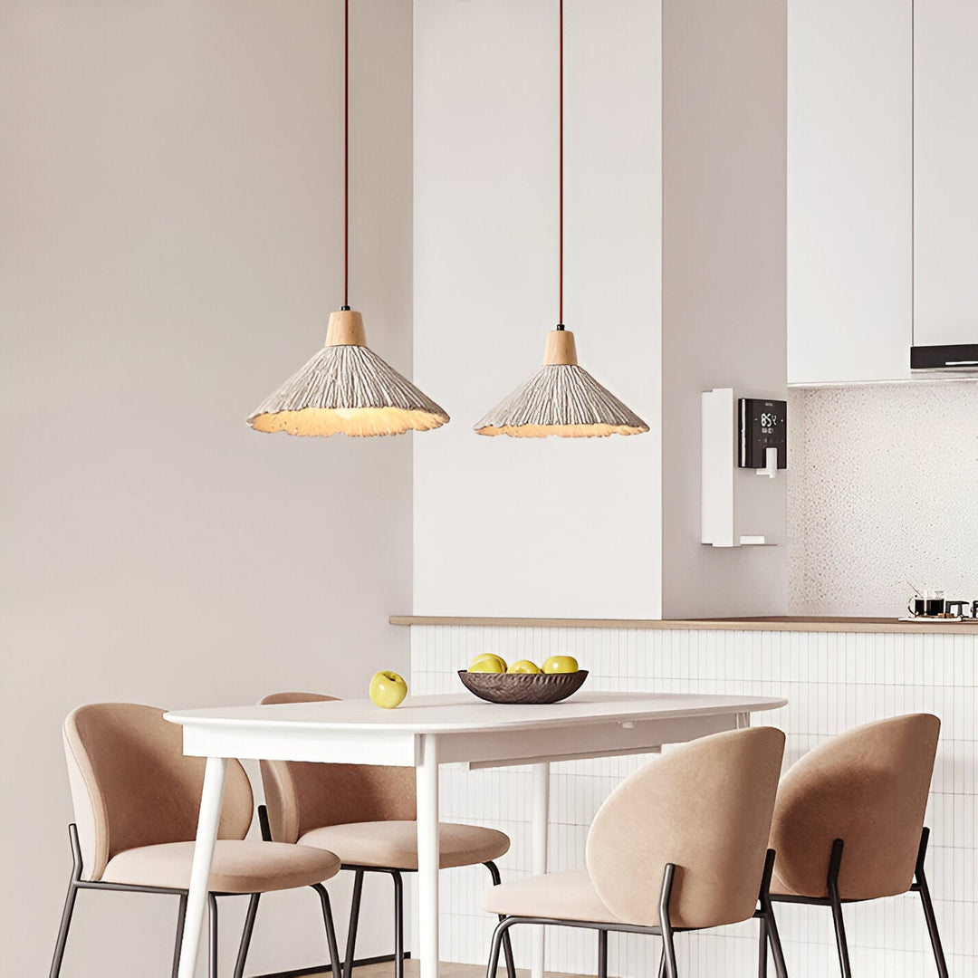 Lámpara colgante LED retro crema estilo Wabi-Sabi