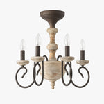 Carica l'immagine nella visualizzazione Galleria, front view of rustic four light semi flush chandelier