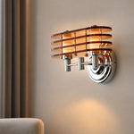 Afbeelding laden in galerijweergave, Layered amber acrylic and central light column detail of Bauhaus wall sconce