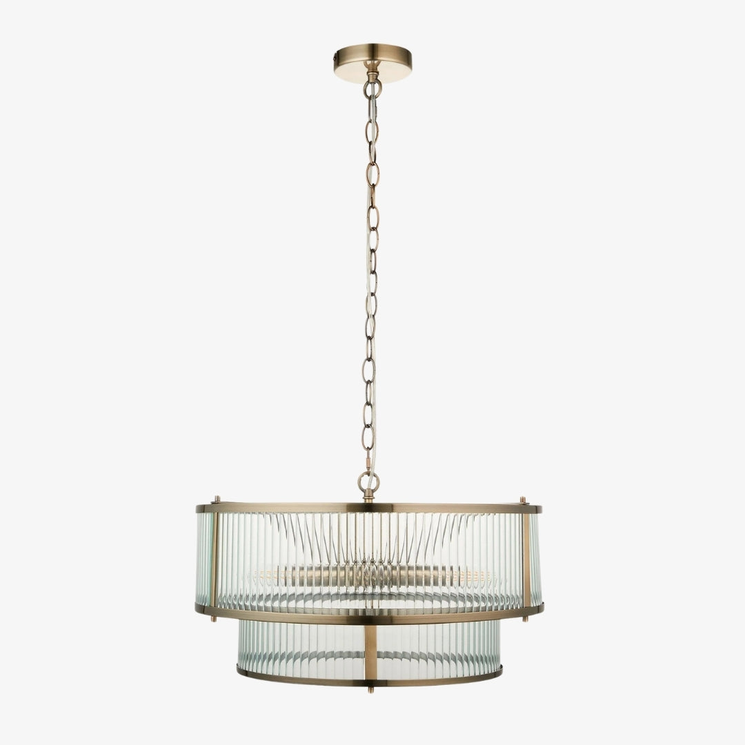 RibGlow gerippte Glas-Hängeleuchte – Hängeleuchte im Antikstil für Esszimmer