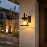 Cargar imagen en el visor de la Galería, Black Glass Outdoor Wall Lantern Sconce