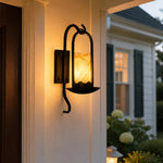 Load image into Gallery viewer, Black metal marble glass wall sconce