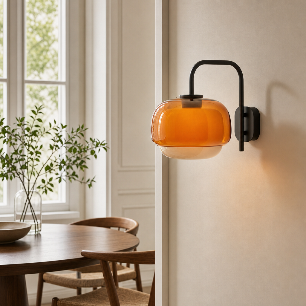 Lámpara de Pared Clinco de Vidrio Coloreado – Luz de Acento Retro para Interiores