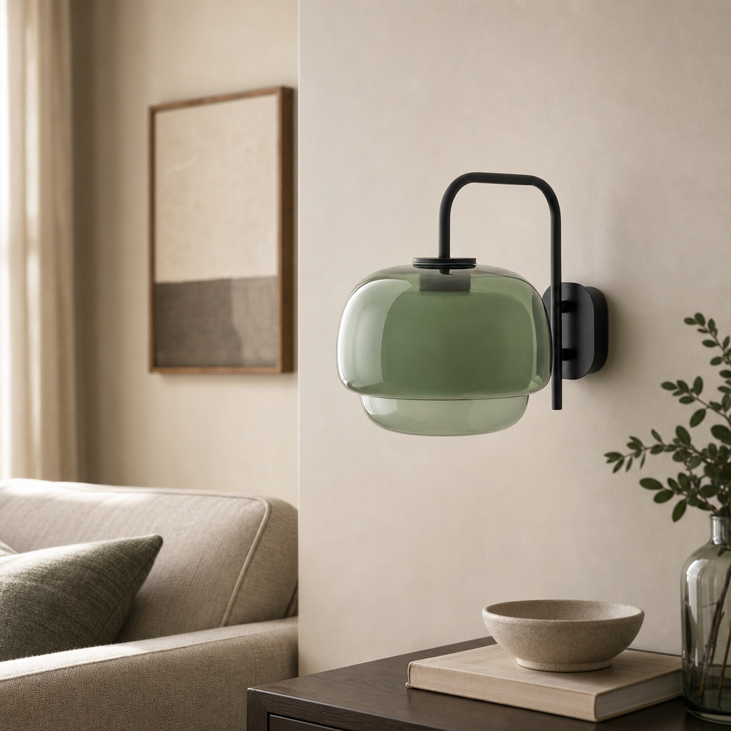 Lámpara de Pared Clinco de Vidrio Coloreado – Luz de Acento Retro para Interiores