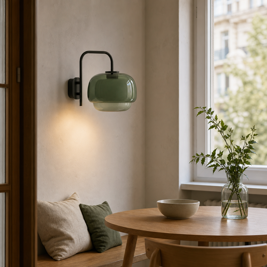 Lámpara de Pared Clinco de Vidrio Coloreado – Luz de Acento Retro para Interiores