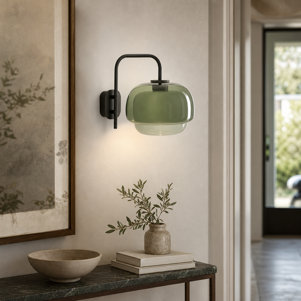 Lámpara de Pared Clinco de Vidrio Coloreado – Luz de Acento Retro para Interiores