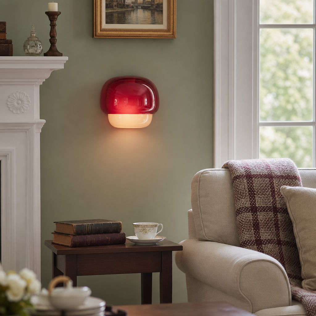 Lámpara de Pared Clinco de Vidrio Coloreado – Luz de Acento Retro para Interiores