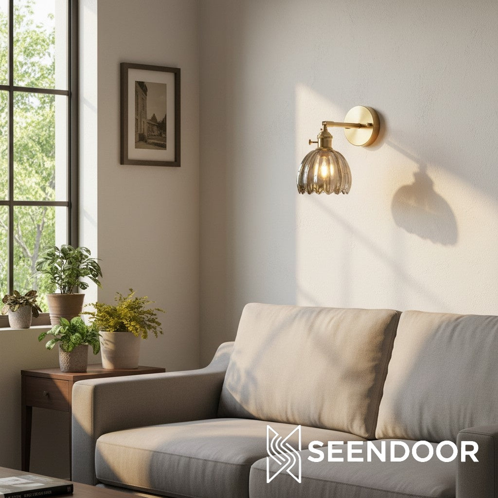 Gannon Vintage Lotus glazen wandlamp