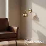 Afbeelding laden in galerijweergave, Gannon Vintage Lotus glazen wandlamp