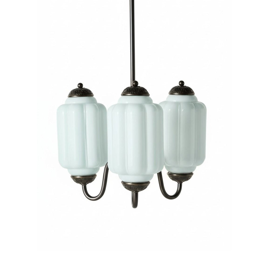 Eloise Vintage Glass Chandelier - Milk Glass Home Accent