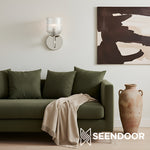 Load image into Gallery viewer, Bravira Ribbed Glass Sconce - Metal Wall Light with Clear Glass Shade
