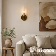 Bravira Ribbed Glass Wall Lamp - Tube Metal Light in Classic Finishes