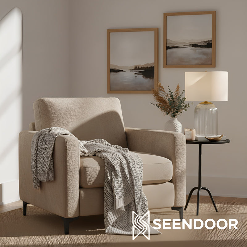 Bravira Ribbed Glass Table Lamp - Modern Lighting with Linen Shade