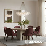 Load image into Gallery viewer, Bravira Glass Bubbled Chandelier - Vintage Brass Oval Glass Lighting
